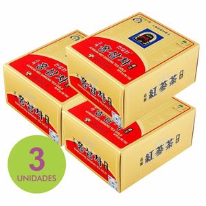 Kit 3x Chá Ginseng Coreano (Panax Ginseng) Red 50 Sachês de 3g - Korea Ginseng