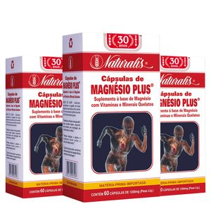 Kit 3x Magnésio Plus (1200mg) 60 Cápsulas - Naturalis