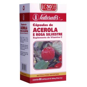 Acerola E Rosa Silvestre (500mg) - Fonte de Vitamina C 80 Cápsulas - Naturalis