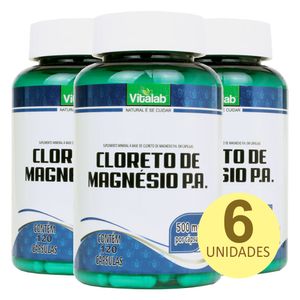 Kit 6x Cloreto de Magnésio PA (500mg) 120 Cápsulas - Vitalab