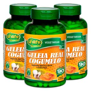 Kit 3x Geléia Real Liofilizada com Cogumelo 90 Cápsulas Vegetarianas - Unilife