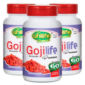 Kit 3x Goji Life Premium (400mg) 60 Cápsulas - Unilife