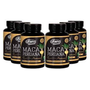 Kit 6x Maca Peruana Premium (550mg) 120 Cápsulas Vegetarianas - Unilife