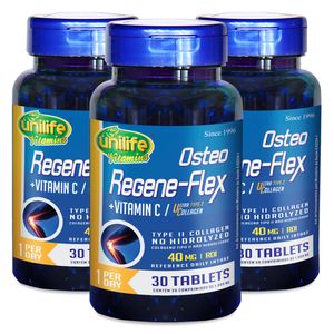 Kit 3x Osteo Regene-flex - Colágeno Tipo 2 (1000mg) 30 Cápsulas - Unilife