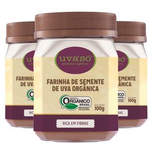 Kit 3x Farinha de Semente de Uva Orgânico 100g - Uva Só