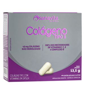 Colágeno Tipo 2 não hidrolisado (40mg) 30 Cápsulas - Sanavita