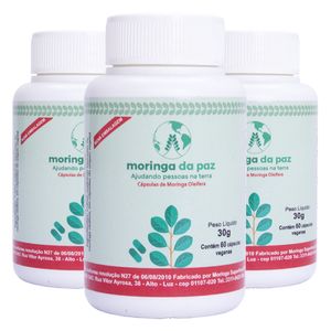 Kit 3x Moringa Oleifera 60 Cápsulas - Moringa da Paz