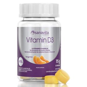 Vitamin D3 Gummy Tangerina Goma 30 Unidades (2000UI) 75g  - Sanavita (Venc. 08/2022)