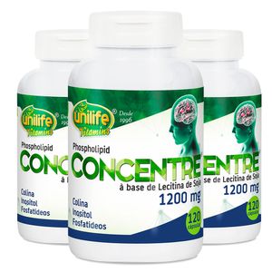 Kit 3x Lecitina de Soja - Concentre (1200mg) 120 Cápsulas - Unilife