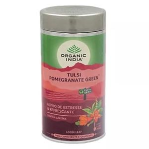 Chá Tulsi Pomegranate Green (Hortelã-Pimenta, Romã e Hibisco) 100g - Organic India