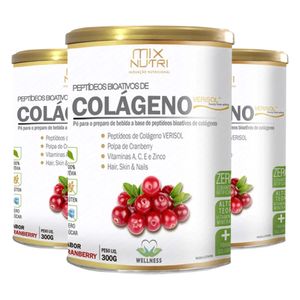 Kit 3x Colágeno Verisol Cranberry 300g - Mix Nutri