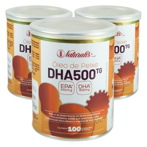 Kit 3x Ômega-3 DHA 500 (1000mg) 100 Cápsulas - Naturalis - Óleo de Peixe