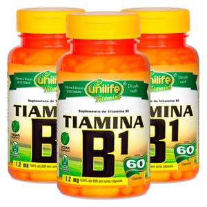Kit 3x Vitamina B1 Tiamina 60 Cápsulas Vegetarianas - Unilife