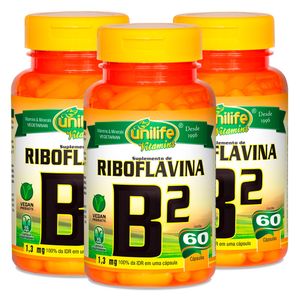 KIt 3x Vitamina B2 Riboflavina 60 Cápsulas Vegetarianas - Unilife