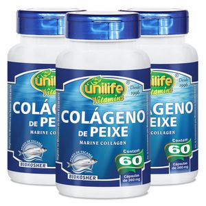 Kit 3x Colágeno de Peixe Marinho (360mg) 60 Cápsulas - Unilife