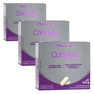 Kit 3x Colágeno Tipo 2 não hidrolisado (40mg) 30 Cápsulas - Sanavita