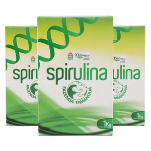 Kit 3x Spirulina Orgânica Certificada 1kg em Pó - Fazenda Tamanduá