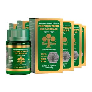 Caixa 6x Extrato de Própolis Verde 86% (500mg) 60 Cápsulas - Wax Green