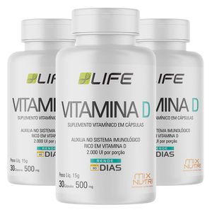 Kit 3x Life Vitamina D (500mg) 30 Cápsulas - Mix Nutri