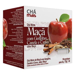 Chá Maçã com Gengibre, Canela e Cravo 10 Sachês - Chá Mais