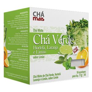 Chá Verde, Hortelã, Laranja e Limão 10 Sachês - Chá Mais