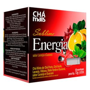 Chá Sublime Energia (Bioenergy) Chá misto de Guaraná, Laranja, Chá Verde Sabor Laranja e Guaraná 10 Sachês - Chá Mais
