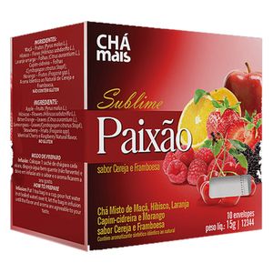 Chá Sublime Paixão Sabor Cereja e Framboesa (Explode Coração) Chá Misto 10 Sachês - Chá Mais