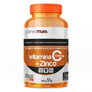 Vitamina C + Zinco (850mg) 60 Cápsulas Vegana - Chá Mais