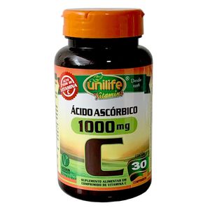 Vitamina C Ácido Ascórbico (1000mg) 30 Comprimidos Vegetarianas - Unilife