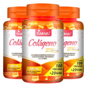 Kit 3x Colágeno Verisol (420mg) 100+20 Cápsulas - Tiarajú