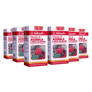 Kit 6x Acerola E Rosa Silvestre (500mg) - Fonte de Vitamina C 80 Cápsulas - Naturalis