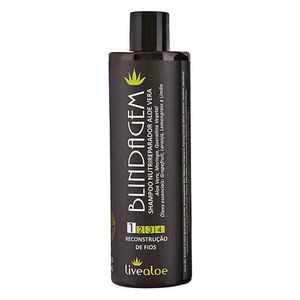 Shampoo Blindagem Nutrireparador Aloe Vera (Aloe Vera, Moringa, Queratina Vegetal, Óleos Essenciais) 500ml - LiveAloe