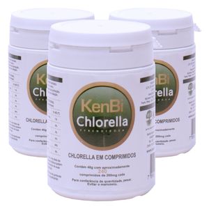 Kit 3x Chlorella Kenbi 100% Pura 240 Comprimidos