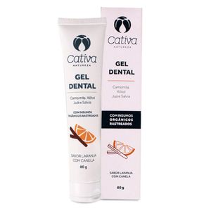 Gel Dental Sabor Laranja com Canela (Camomila, Xilitol, Juá e Sálvia) 80g - Cativa Natureza