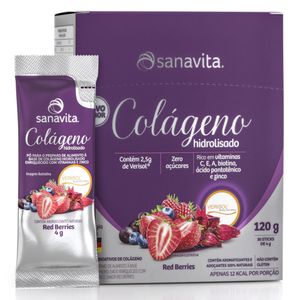 Colágeno Hidrolisado com Verisol FRUTAS VERMELHAS (30 Sachês 4g) 120g - Sanavita