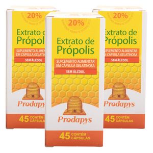 KIT 3X Própolis Marrom s/ Álcool 45 Cápsulas - Prodapys