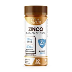 Sulfato de Zinc (28mg) 60 Cápsulas - Mix Nutri