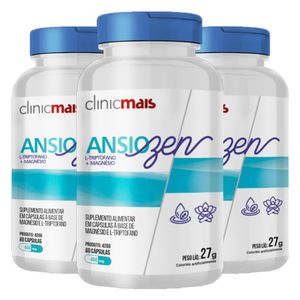 Kit 3x Ansiozen - L-triptofano + Magnésio (450mg) 60 Cápsulas - Chá Mais