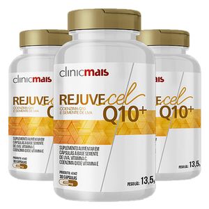 Kit 3x Rejuvecel Q10 - Coenzima Q10 + Semilla de Uva (450mg) 30 Cápsulas - Té Más