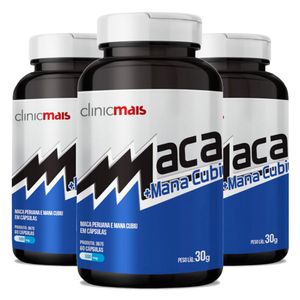 KIT 3X Maca Peruana + Mana Cubiu (500mg) 60 Cápsulas - Chá Mais