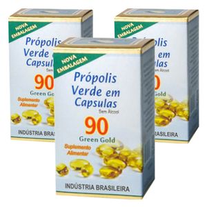 Kit 3x Própolis Green Gold (300mg) 90 Cápsulas -  Apis Brasil