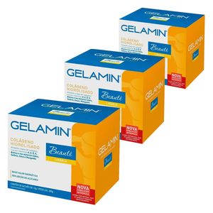 Kit 3x Gelamin - Colágeno Hidrolisado 30 Sachês de 10g Sabor Laranja - Advanced Nutrition