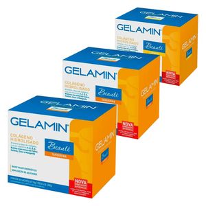 Kit 3x Gelamin - Colágeno Hidrolisado 30 Sachês de 10g Sabor 2 Tangerina + 1 Laranja - Advanced Nutrition