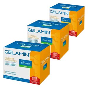 Kit 3x Gelamin - Colágeno Hidrolisado 30 Sachês de 10g Sabor 2 Limão + 1 Laranja - Advanced Nutrition