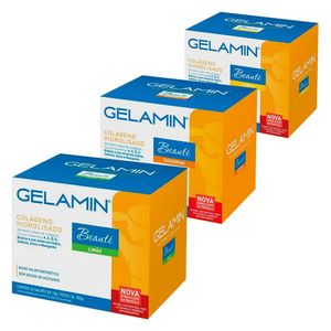 Kit 3x Gelamin - Colágeno Hidrolisado 30 Sachês de 10g Sabores Limão/Tang./Lar. - Advanced Nutrition