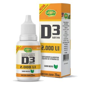 Vitamina D3 Em Gota Sabor Menta (2000UI) 20ml - Unilife
