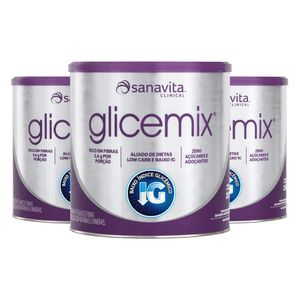 KIT 3X Glicemix Baixo Índice Glicêmico - Fibras 250g - Sanavita