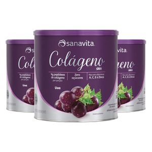 KIT 3X Colágeno Skin Uva 300g - Sanavita