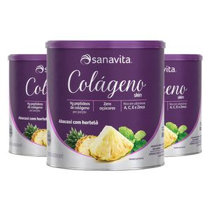 KIT 3X Colágeno Skin Abacaxi com Hortelã 300g - Sanavita