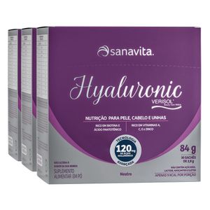KIT 3X Hyaluronic Verisol Neutro (30 Sachês 2,8g) 84g - Sanavita (Venc. 30/10/2022)